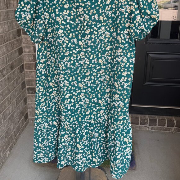 Women's Green & Yellow Floral Dress - Picture 2 of 5